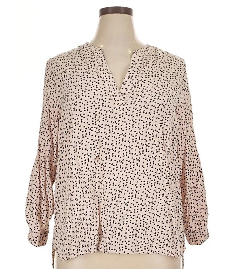 Carolina Belle Women's Soft Pink Long Sleeve Heart Blouse 2X 2XL 3/4 Sleeve Top
